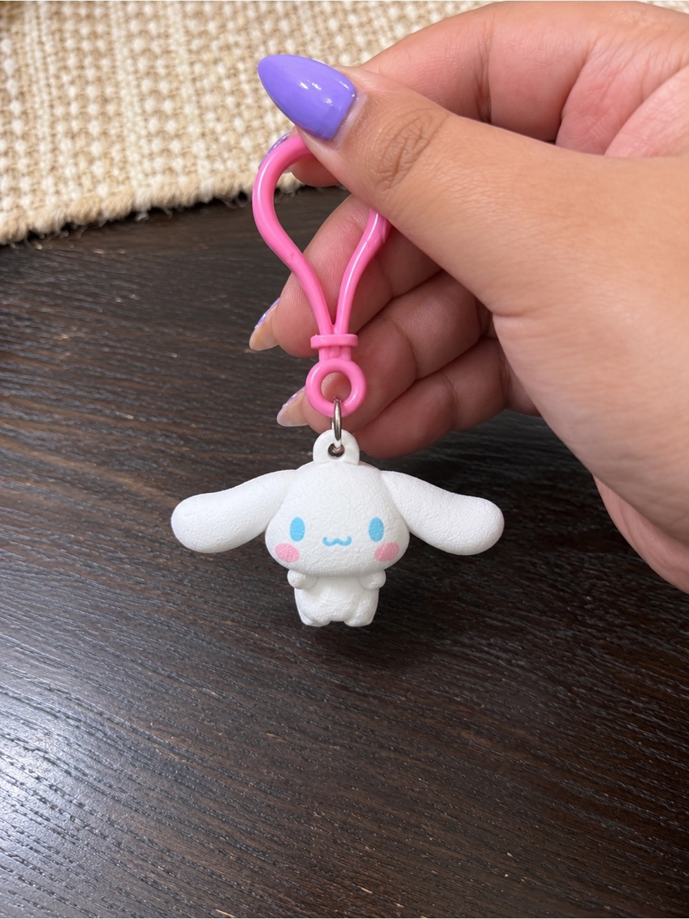 Cinnamoroll-style Pink Clip-On Keychain Plush Charm